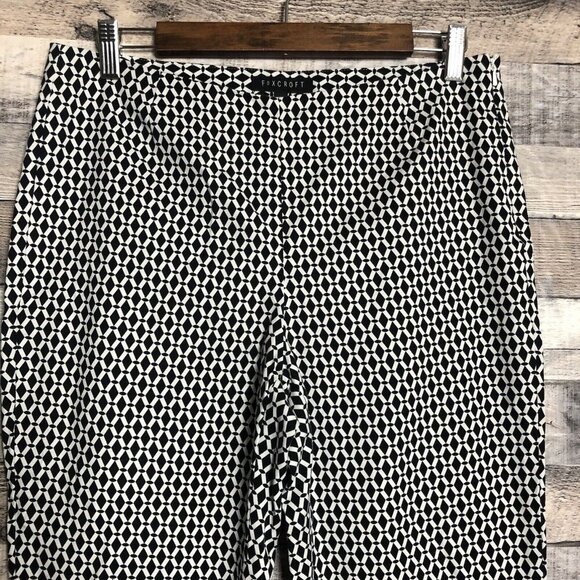 FOXCROFT Black White Print Chino Washable Stretch Side Zipper Pants Size 8 - Picture 3 of 10